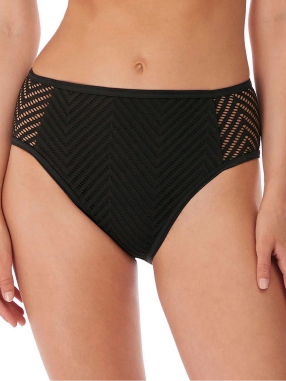Freya Black High Waist Crochet Bikini Bottoms